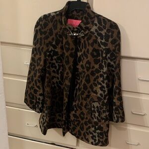 Betsey Johnson Leopard Print Cape Jacket